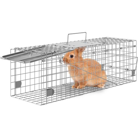 Piège animaux vivants pliable 610 x 203 x 203 mm, cage trappe en fil de fer galvanisé pour chats errants et lapins (1/5)