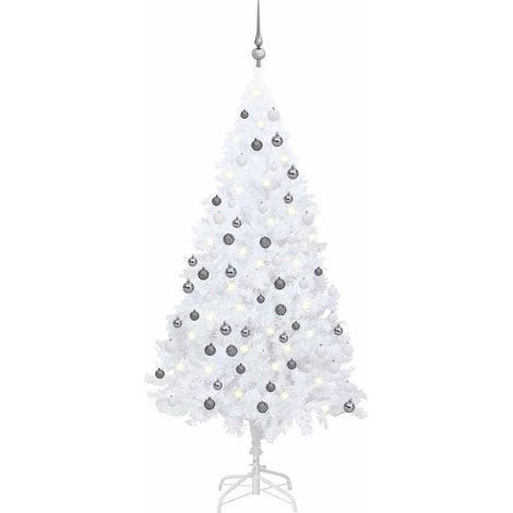 Künstlicher Weihnachtsbaum mit Beleuchtung & Kugeln Weiß 180 cm vidaXL (1/5)