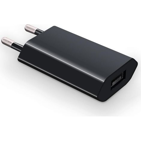 Lot de 2 Chargeur USB 5V - 1A Prise Adaptateur Secteur Universel USB Chargeur pour iPhone, iPad, Smartphone Android Smartwatch, Tablette, Écouteurs, Couleur Noir