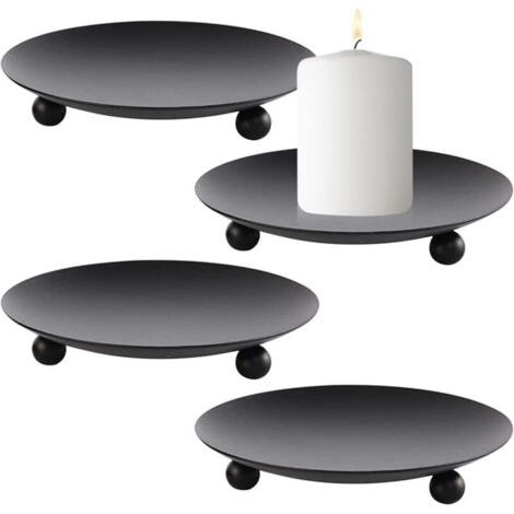 4-teiliges Set Hochzeitskerzenständer, Kerzenständer im Retro-Stil aus schwarzem Metall, Entspannungskerzenständer für Restauranttische, Hochzeiten, Weihnachten, Halloween und Valentinstag (Schwarz) (1/4)