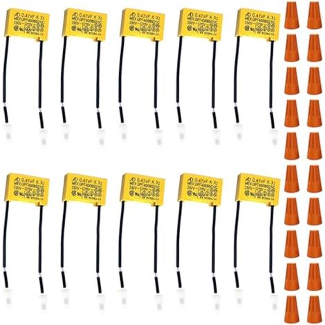 10 Pcs Safety Capacitors Polypropylene Film 0.47uF 275V X2 MKP Suppression of Differential Mode Interference Capacitors, 15.5 x 18 x 9mm (1/5)