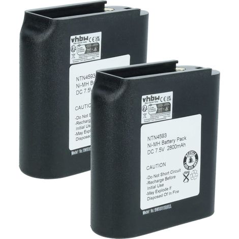 vhbw 2x Akku Ersatz für Motorola NTN4595N, NTN8251AR für Funkgerät, Walkie Talkie (2700 mAh, 7,5 V, NiMH)