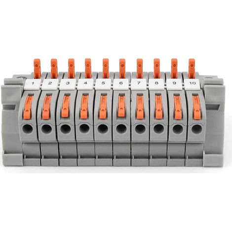 Ensemble De 10 Bornier Électrique et Terre avec Accessoires de Rail - Pour Bricolage, Automatisation et Électrotechnique (1/5)