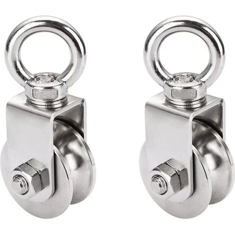 SABIR 2 Stück 48-mm-Rolle mit Kugellager, Tragkraft 500 kg, Edelstahl-Seilrolle für Fitnessseile (2 Stück, 48 mm) (1/5)