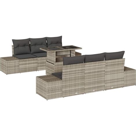 Maison Exclusive - Set di divani con cuscino 7 pcs Grigio chiaro polyrattan (1/5)