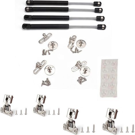 Ensemble de 4 charnières hydrauliques de levage de porte série 100N pour portes de placards et meubles de cuisine.