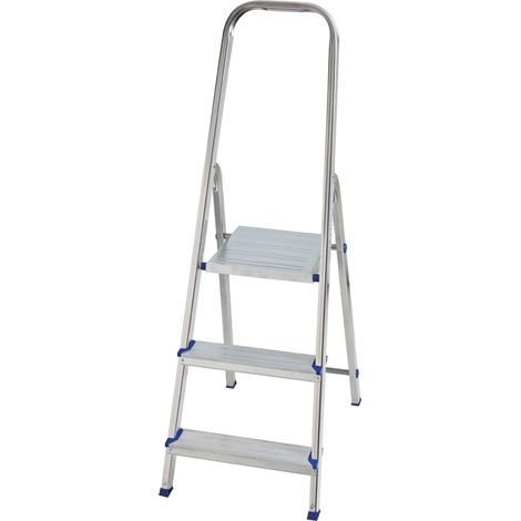 Euro Vanadium – Escabeau aluminium 3 marches pliable – Marches anti-dérapantes – Charge max 150 kg – Hauteur de travail 2,58 m – Poids léger 3,3 kg (1/8)