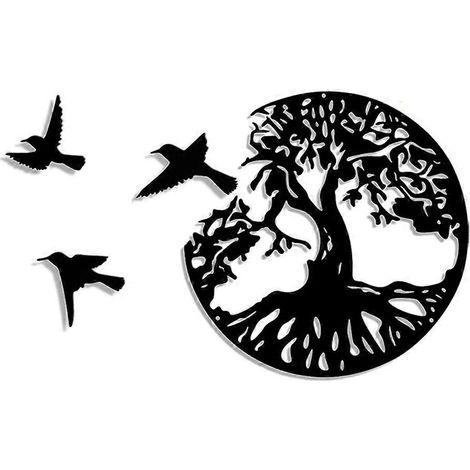 Décoration murale arbres et oiseaux, cadeau parfait pour amoureux de la nature, artisanat de haute qualité. (1/4)