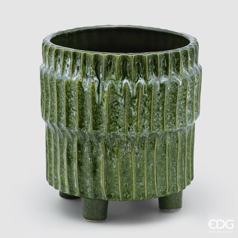 EDG Enzo De Gasperi Vaso Chakra H 29 Cm D 27 Cm Ceramica Waterproof Verde (1/2)