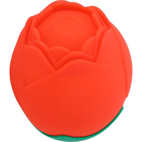 Veilleuse en silicone rouge en forme de rose, avec commande tactile innovante et 3 niveaux de luminosité, idéale pour la maison ou la table de chevet. (1/5)