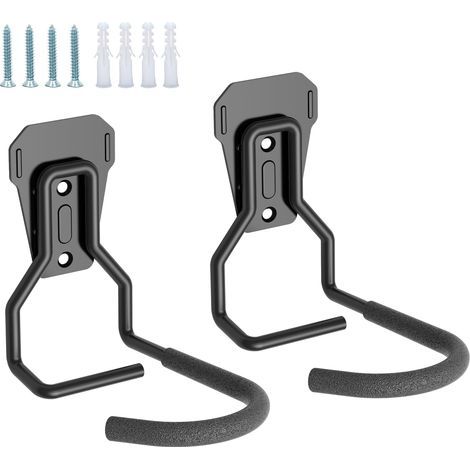Wandmontierter Fahrradständer – Robuster, wandmontierter Fahrradständer (35 kg), vertikaler Fahrradständer mit Befestigung für Garage/Innenbereich, kompatibel mit Fahrrädern/Motorrädern (schwarz, 2er- (1/5)