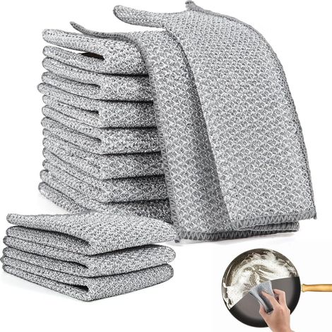 Paquete de 10 paños de cocina multiusos de alambre de acero, para uso en seco y húmedo, resistentes a los arañazos. (1/5)