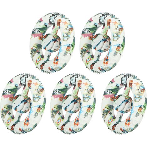 Lot de 5 anneaux de préhension ronds en silicone imprimé, jouet anti-stress pour les doigts, idéal pour la rééducation à domicile, motif crâne vert. (1/5)
