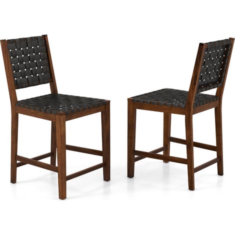 Set di 2 sgabelli da bar curvi di design 52 x 58,5 x 101 cm seduta ergonomica moderna in legno di acacia nero 200020641