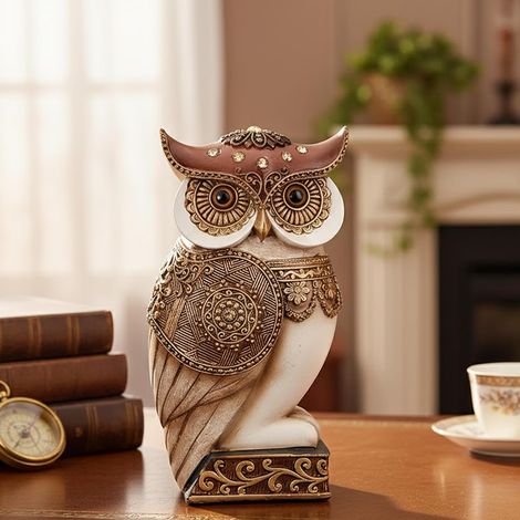 Statue de Chouette Décorative en Or Antique, Figurine de Hibou Moderne pour Salon, Bureau et Bibliothèque, Sculpture Élégante, Idée Cadeau Anniversaire pour Femme et Amoureux de la Nature (1/5)