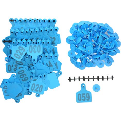 Lot de 100 étiquettes auriculaires en plastique numérotées pour marquage bovin, accessoire d'élevage pour vaches et animaux de ferme.