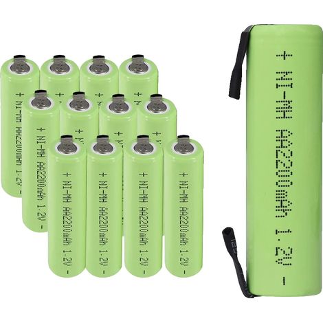 Batterie rechargeable, capacité 2200 mAh, languettes de soudage, 12 pièces, 12 V (1/2)
