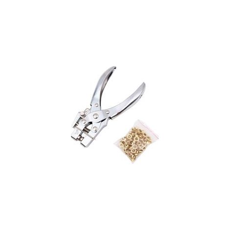Lot de pinces à riveter à trou unique 5 mm avec rivets argentés pour papier, carton, cuir, ceinture, tissu, plastique fin