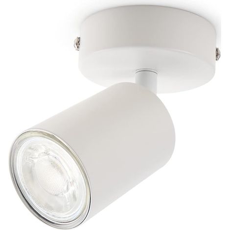 Plafonnier LED à 1 flamme, pivotant et orientable Spot mural GU10 (sans ampoules) Plafonnier rétro/vintage 230V blanc pour salon chambre cuisine (1/5)