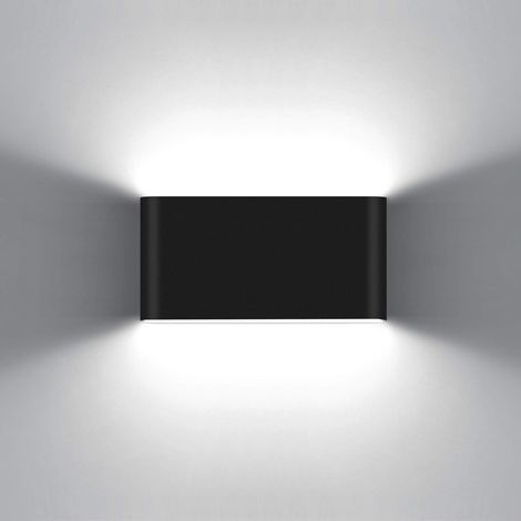 12W Moderne Applique Murale LED Lampe Murale Up Down Aluminium LED Lèche-murs Imperméable Intérieur Extérieur pour Chambre à Coucher Salon,Noir 6000K (1/5)