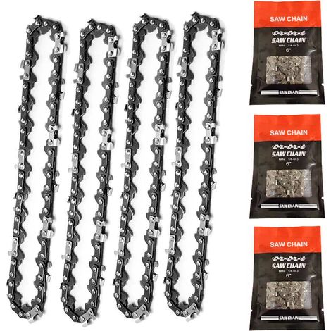 Chaîne De Scie - 4 Pièces - Pour Mini Scie À Chaîne Sans Fil 6 Pouces - Compatible Barre 15 cm - Chaîne De Remplacement (1/5)