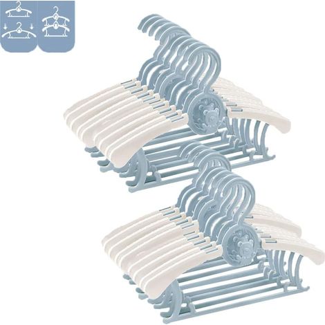Cintres pour bébé, 20 cintres réglables de 28 à 35 cm pour vêtements d'enfants, 20 cintres antidérapants et extensibles pour vêtements de nouveau-né (bleu) (1/5)