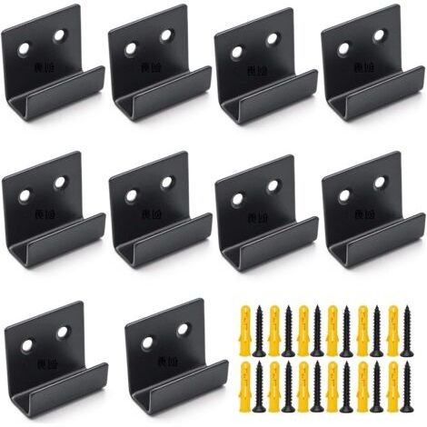10 black wall hooks, U-shaped stainless steel brackets for mounting sturdy framed mirrors, mosaic presentation hooks with 20 screws and 20 wall plugs--DTEKGAZ