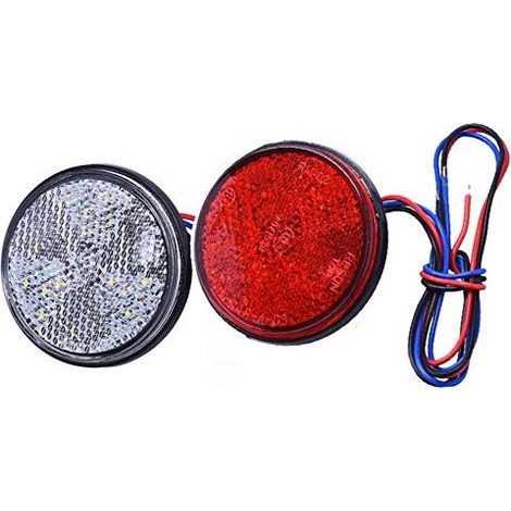 Trailer Tail Lights, Round LED Rear Brake Lights for Cars, Motorcycles, Trucks (Red and White) (1/5)