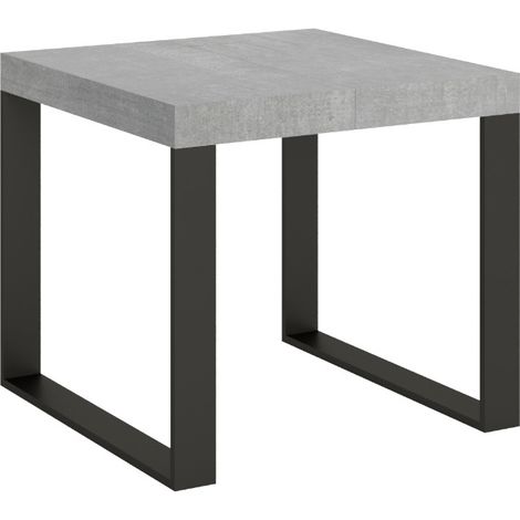 Petite table carrée extensible 90 à 246cm gris béton et pieds métal anthracite Tiroz (1/5)