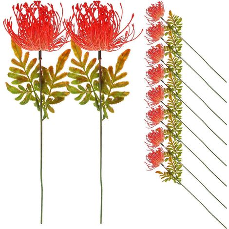 10 tiges de fleurs artificielles Lycoris Radiata rouges-34.00X8.00X8.00CM-As Shown (1/3)