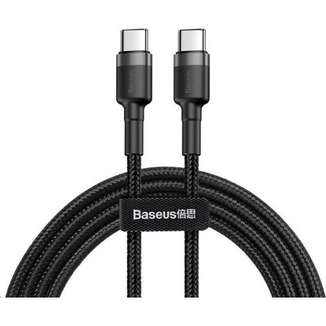 Cable trenzado duradero usb c a usb c qc3 de 2 m - negro y gris