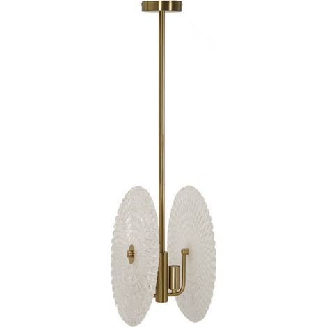 Lampe Suspension en Verre "Circle" 35cm Blanc & Or (1/5)