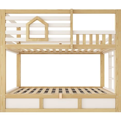 Kinder-Etagenbett 90x200 cm mit Leiter und Stauraum, weiß Holz (1/5)