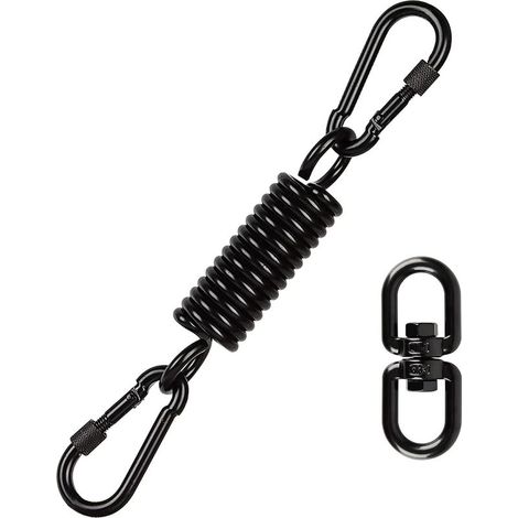 Chaise Suspendue à Ressort, Ressort en Acier de Balançoire avec 2 Mousquetons et 360 °Crochet Pivotant, capacité de Charge jusqu'à 250KG, avec Deux Mousquetons pour Chaise Suspendue Hamac Suspendu (1/5)