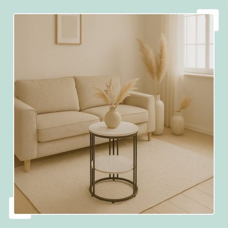 Table dappoint ronde aspect marbre a 2 niveaux (1/5)