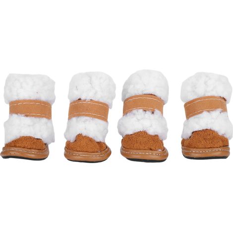 Chaussures d'hiver pour animaux de compagnie, bottes chaudes d'extérieur antidérapantes, protection des pattes de chien avec fermeture à boucle à crochet (kaki n° 1) (1/5)