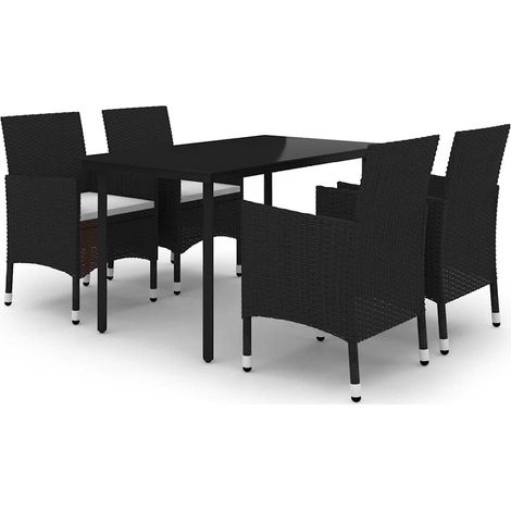 Maison Exclusive - 5-tlg. Garten-Essgruppe mit Auflagen Poly Ratt (1/5)