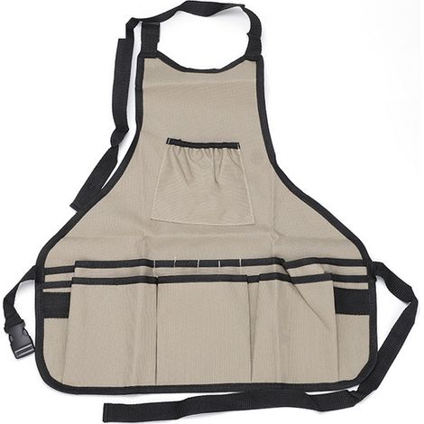 Grembiule da giardinaggio regolabile in tessuto Oxford color cachi con tasche - Impermeabile e multifunzionale per carpentieri, giardinieri, donne, uomini e adulti (spesso)