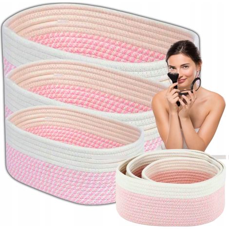 Set organizador boho de 3 cestas premium para cosméticos, juguetes y baño. (1/5)