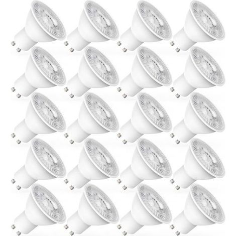 Ampoule LED GU10 Blanc Froid, 7W équivalent Ampoule Halogène 70W, 720LM, Ampoules LED Spot, Non Réglable, Lot de 20 (1/5)