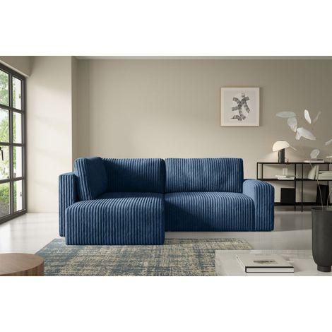 Ecksofa mit Schlaffunktion NATALIA XL in Stoff Tilia Dunkelblau Ottomane Links