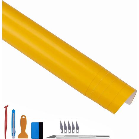 Vinyle adhésif brillant jaune 30x300cm, sans bulles, extérieur, repositionnable (1/5)
