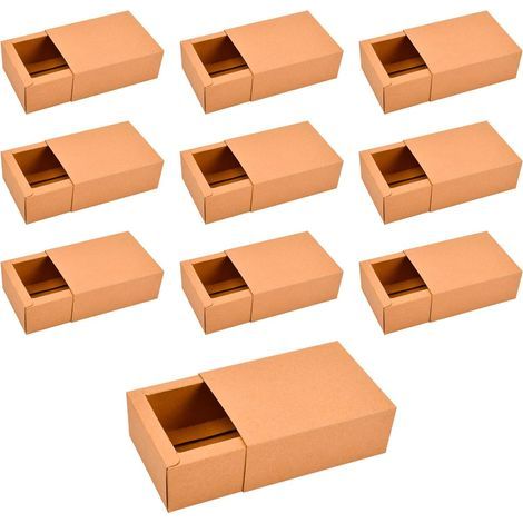 Scatole Regalo in Cartone con Coperchi, 10 Scatole Pieghevoli per Regali, Confezioni Piccole, Scatole a Cassetto in Carta Kraft per Cioccolato, Biscotti, Dolci, Matrimoni e Feste di Natale, 11×8×4 cm (1/5)
