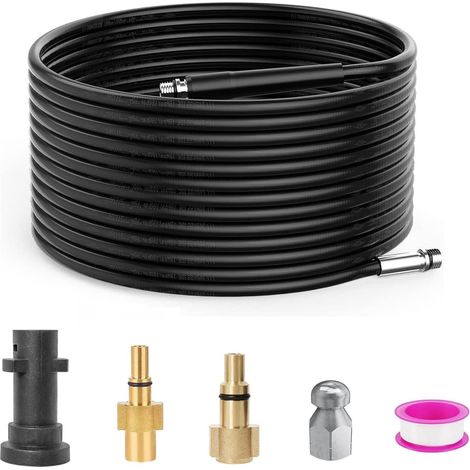 10m Déboucheur de canalisations pour Nettoyeur Haute Pression Kärcher/Bosch/Lavor, Sonde de débouchage pour Kärcher K2 K3 K4 K5 K7, Bosch AQT, Lavor etc 180Bar 60°C (1/5)