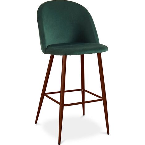 Sgabello imbottito in velluto - Design scandinavo - Evelyne Verde scuro (1/5)