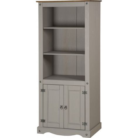Corona Grey Wax 2 Door Bookcase