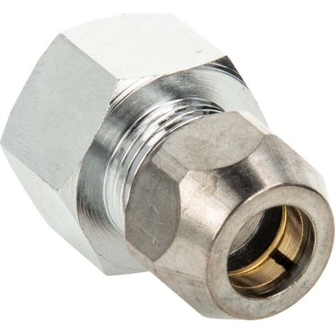 tecuro gerade Quetschverschraubung Ø 10 mm x G 1/2 Zoll Innengewinde, Messing verchromt (1/5)