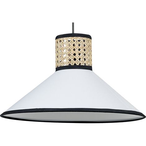 Lámpara de techo de poliéster ratán algodón natural blanco negro 188 cm Mantua