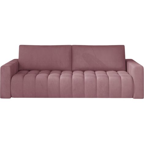 Canapé convertible capitonné LARKO velours-Rose clair (1/5)