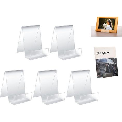 Lot de 5 serre-livres - 75 x 90 x 105 mm - Serre-livres en acrylique transparent - Blanc - Pour tableaux, livres, cahiers et autres petits objets (1/5)